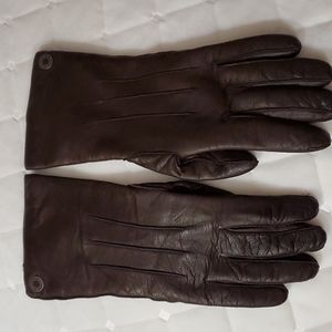 COACH brown leather gloves